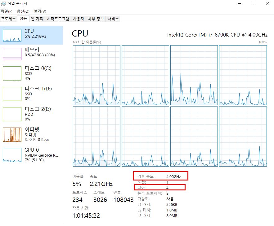 CPU 성능보기